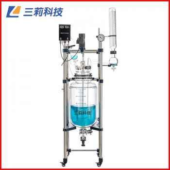 S212-20L雙層玻璃反應釜	噴四氟防腐20升玻璃反應器